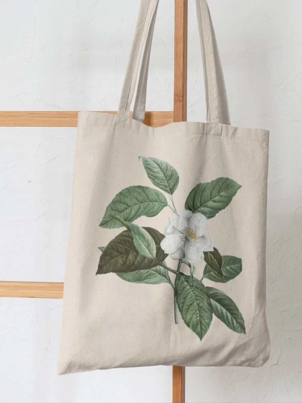 Mountain Stewartia Vintage Floral Print Graphic Canvas Tote Bag